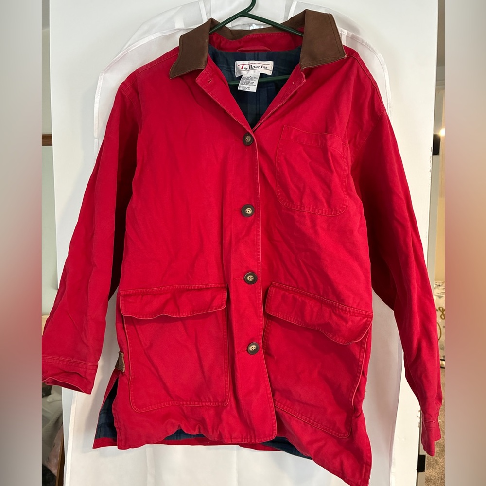 Talbots Red Barn Coat Chore Jacket Vintage Plaid Lining